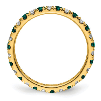 14K Gelbgold Memoire-Ring mit 0,375 ct. laborgezüchteten Diamanten VS/SI+ G+ und laborgezüchtetem Alexandrit
