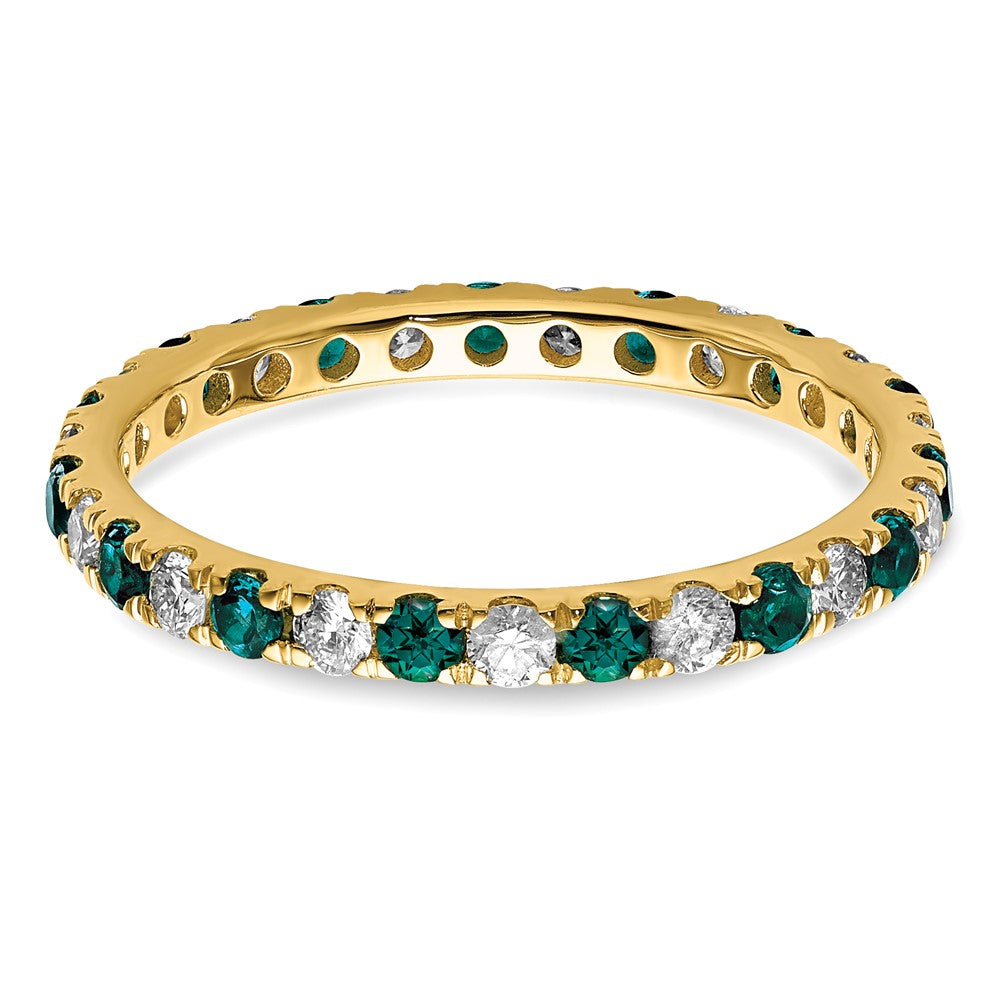14K Gelbgold Memoire-Ring mit 0,375 ct. im Labor gezüchteten Diamanten VS/SI+ G+ und im Labor gezüchtetem Alexandrit