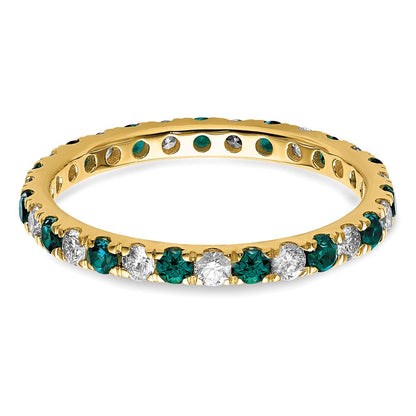 14K Gelbgold Memoire-Ring mit 0,375 ct. im Labor gezüchteten Diamanten VS/SI+ G+ und im Labor gezüchtetem Alexandrit