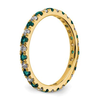 14K Gelbgold Memoire-Ring mit 0,375 ct. im Labor gezüchteten Diamanten VS/SI+ G+ und im Labor gezüchteten Alexandriten