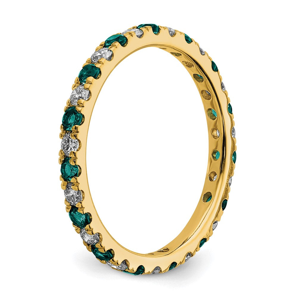 14K Gelbgold Memoire-Ring mit 0,375 ct. laborgezüchteten Diamanten VS/SI+ G+ und laborgezüchtetem Alexandrit