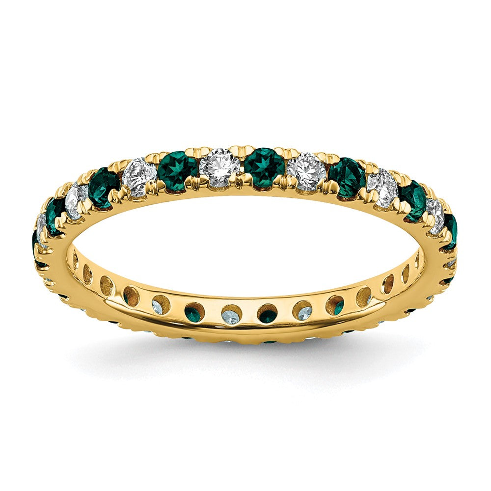 14K Gelbgold Memoire-Ring mit 0,375 ct. laborgezüchteten Diamanten VS/SI+ G+ und laborgezüchtetem Alexandrit