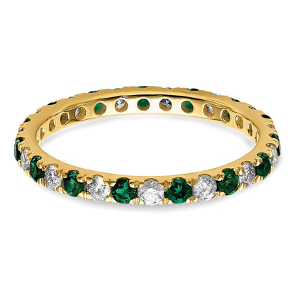 14K Gelbgold Memoire-Ring mit 0,375 ct. im Labor gezüchteten Diamanten VS/SI+ G+ und im Labor gezüchtetem Smaragd