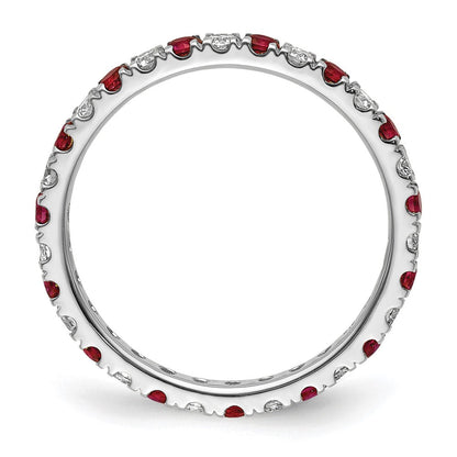 14K Weißgold 0,375 ct. Laborgezüchteter Diamant VS/SI+ G+ und Laborgezüchteter Rubin Memoire Ring