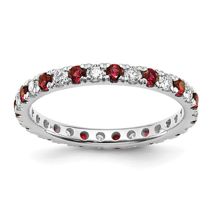 14K Weißgold 0,375 ct. Laborgezüchteter Diamant VS/SI+ G+ und Laborgezüchteter Rubin Memoire Ring