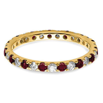 14K Gelbgold Memoire-Ring mit 0,5 ct. im Labor gezüchteten Diamanten VS/SI+ G+ und im Labor gezüchteten Rubinen