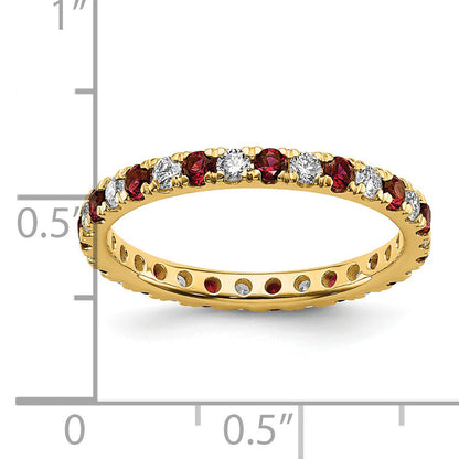 14K Gelbgold Memoire-Ring mit 0,5 ct. im Labor gezüchteten Diamanten VS/SI+ G+ und im Labor gezüchteten Rubinen