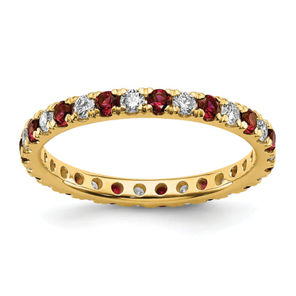 14K Gelbgold Memoire-Ring mit 0,5 ct. im Labor gezüchteten Diamanten VS/SI+ G+ und im Labor gezüchteten Rubinen