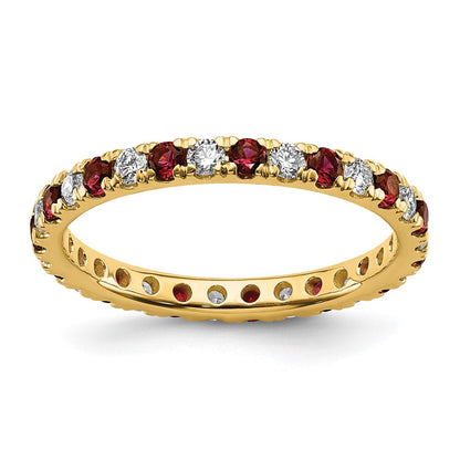 14K Gelbgold Memoire Ring mit 0,5 ct. im Labor gezüchteten Diamanten VS/SI+ G+ und im Labor gezüchteten Rubinen