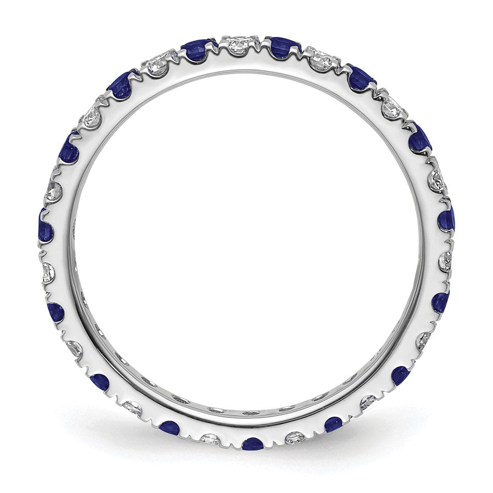 14K Weißgold Memoire-Ring mit 0,5 ct. im Labor gezüchteten Diamanten VS/SI+ G+ und im Labor gezüchtetem Blausaphir