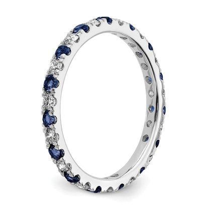 14K Weißgold Memoire-Ring mit 0,5 ct. im Labor gezüchteten Diamanten VS/SI+ G+ und im Labor gezüchtetem Blausaphir
