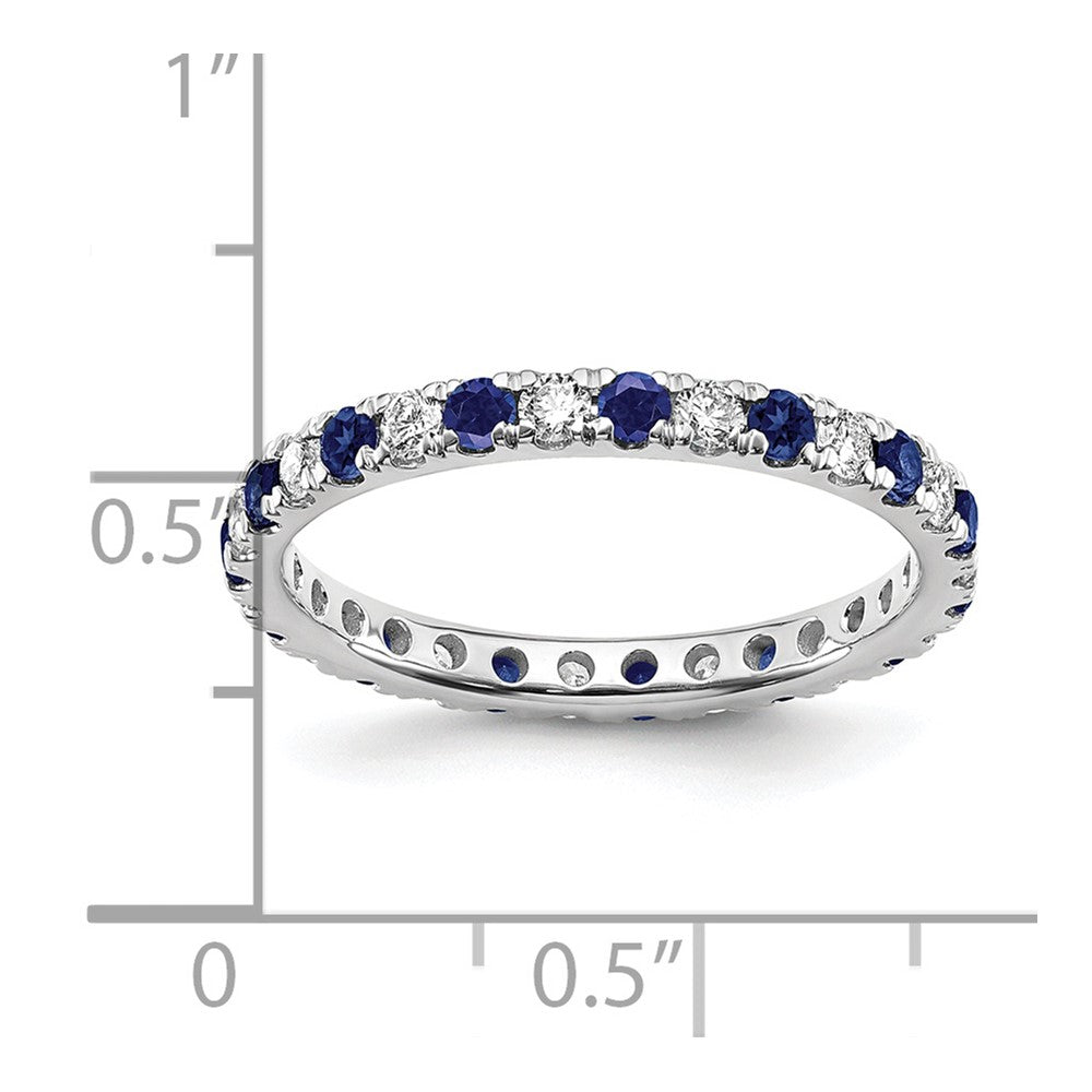 14K Weißgold Memoire-Ring mit 0,5 ct. im Labor gezüchteten Diamanten VS/SI+ G+ und im Labor gezüchtetem Blausaphir