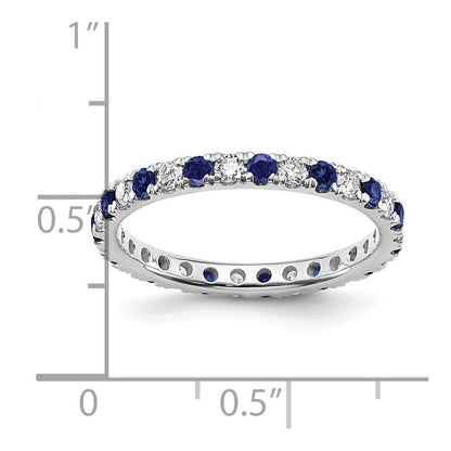 14K Weißgold Memoire-Ring mit 0,5 ct. im Labor gezüchteten Diamanten VS/SI+ G+ und im Labor erzeugten blauen Saphiren