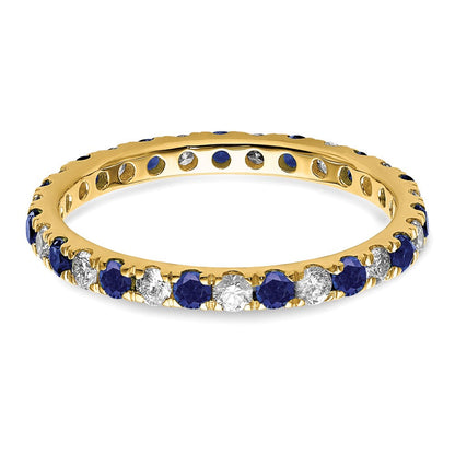 14K Gelbgold 0,5 ct. Laborgezüchteter Diamant VS/SI+ G+ und Laborgezüchteter Blauer Saphir Memoire-Ring