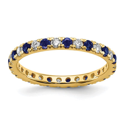 14K Gelbgold Memoire-Ring mit 0,5 ct. Labordiamant VS/SI+ G+ und blauem Laborsaphir