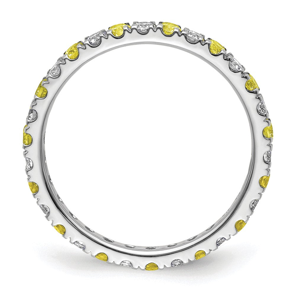 14K Weißgold Memoire-Ring mit 0,5 ct. laborgezüchteten Diamanten VS/SI+ G+ und laborgezüchteten gelben Saphiren
