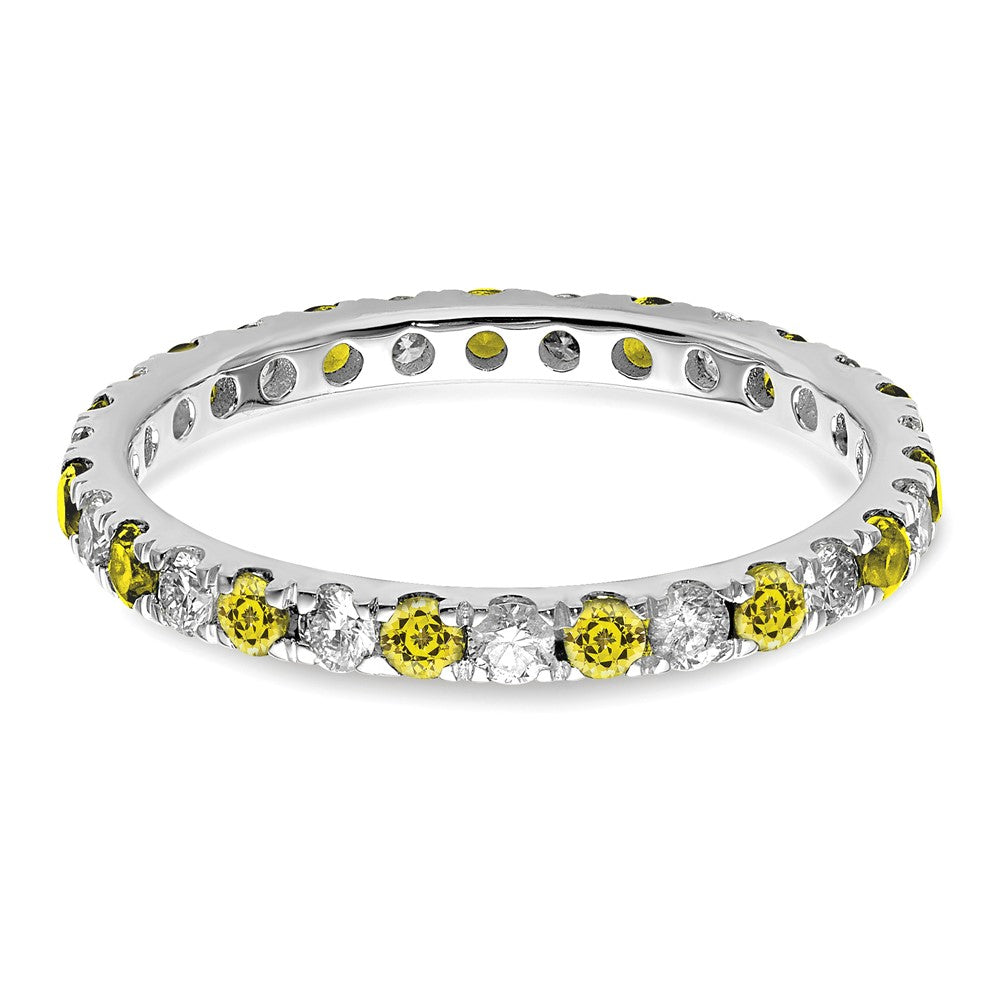 14K Weißgold Memoire-Ring mit 0,5 ct. laborgezüchteten Diamanten VS/SI+ G+ und laborgezüchteten gelben Saphiren