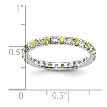 14K Weißgold Memoire-Ring mit 0,5 ct. laborgezüchteten Diamanten VS/SI+ G+ und laborgezüchteten gelben Saphiren