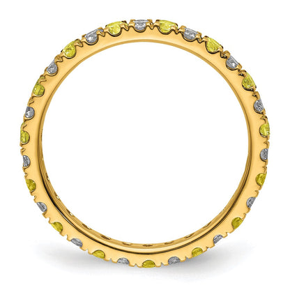 14K Gelbgold Memoire-Ring mit 0,5 ct. im Labor gezüchteten Diamanten VS/SI+ G+ und im Labor gezüchteten Saphiren