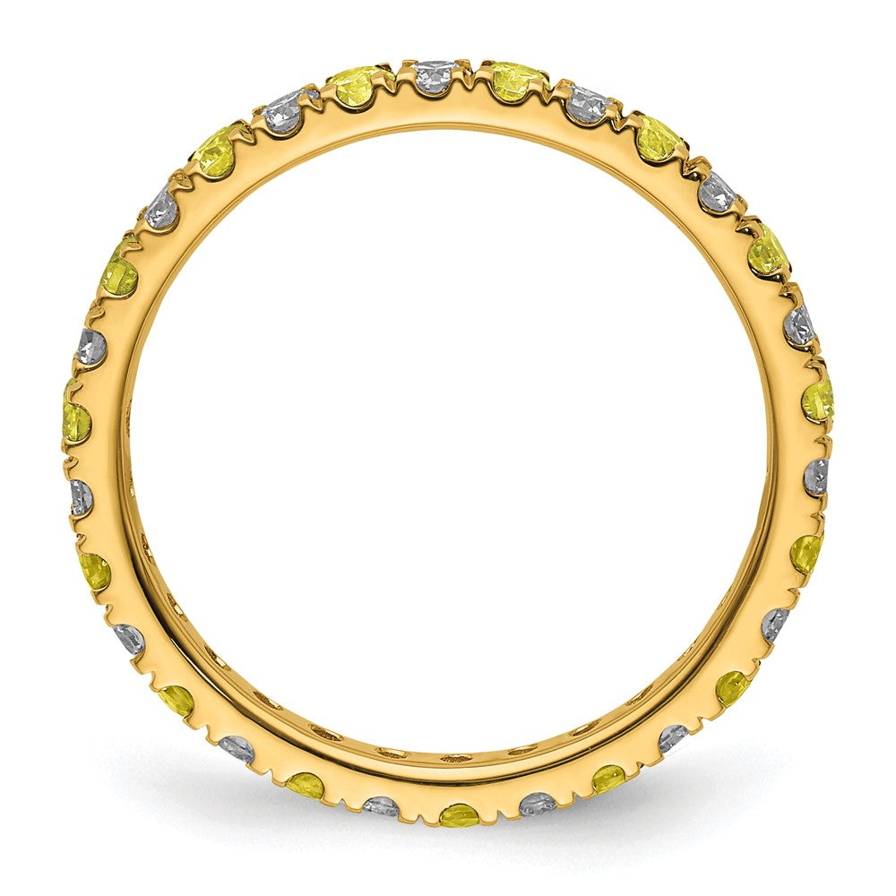 14K Gelbgold Memoire-Ring mit 0,375 ct. im Labor gezüchteten Diamanten VS/SI+ G+ und im Labor gezüchteten Saphiren