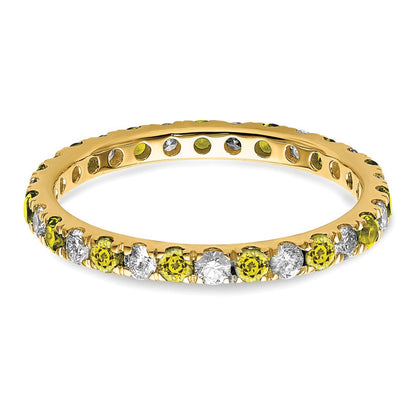 14K Gelbgold Memoire Ring mit 0,5 ct. Labor gezüchtetem Diamanten VS/SI+ G+ und labor gezüchtetem Saphir