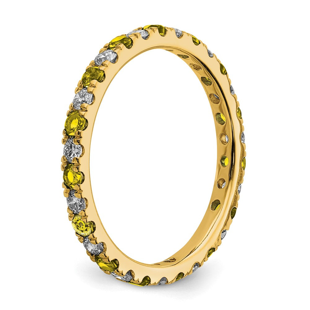 14K Gelbgold Memoire-Ring mit 0,5 ct. im Labor gezüchteten Diamanten VS/SI+ G+ und im Labor gezüchteten Saphiren