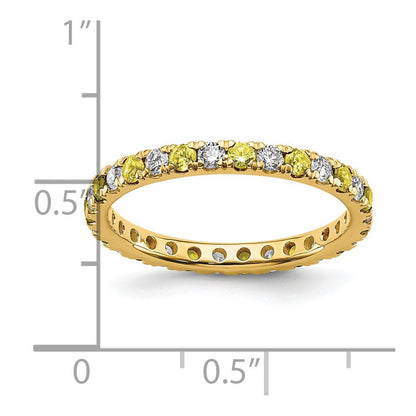 14K Gelbgold Memoire-Ring mit 0,5 ct. im Labor gezüchteten Diamanten VS/SI+ G+ und im Labor gezüchteten Saphiren