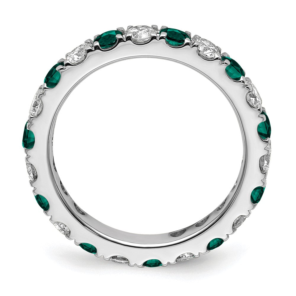 14K Weißgold Memoire-Ring mit 1 0,2 ct. Laborgezüchteten Diamanten VS/SI+ G+ und Laborgezüchtetem Alexandrit