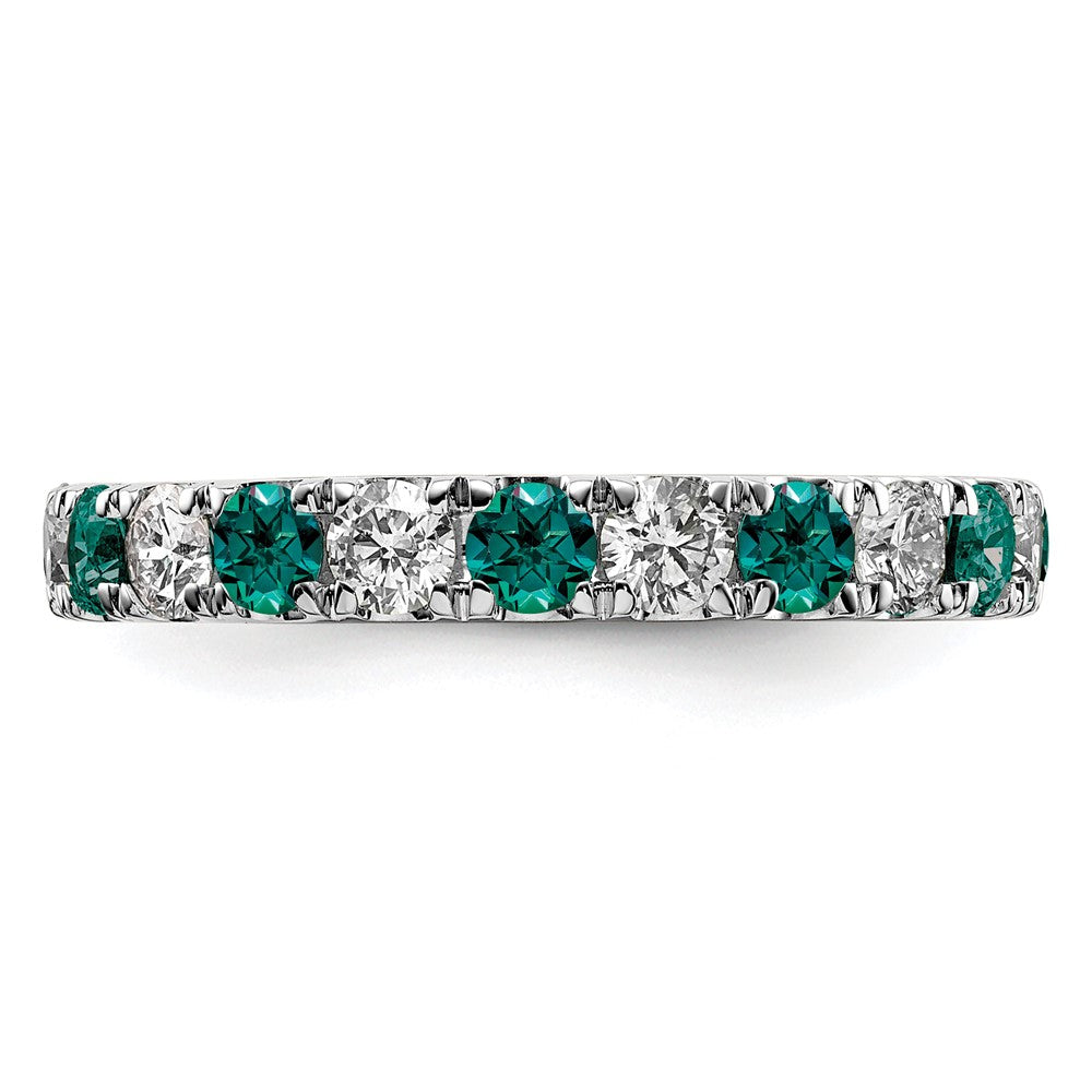 14K Weißgold Memoire-Ring mit 1,2 ct. Labor-Diamanten VS/SI+ G+ und Labor-Alexandriten