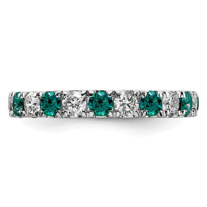 14K Weißgold Memoire-Ring mit 1,2 ct. Labor-Diamanten VS/SI+ G+ und Labor-Alexandriten