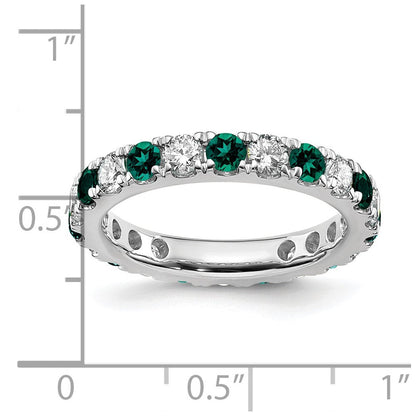 14K Weißgold Memoire-Ring mit 1,2 ct. Labor-Diamanten VS/SI+ G+ und Labor-Alexandriten
