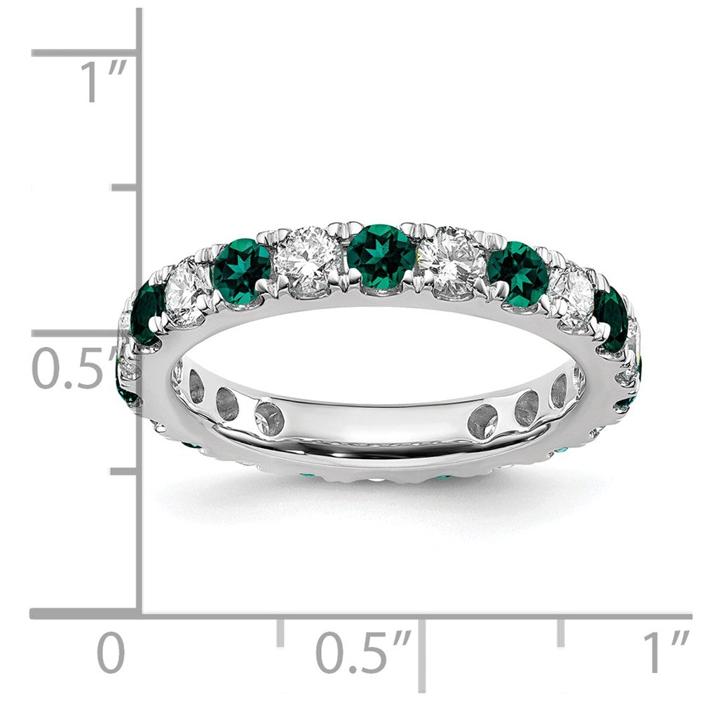 14K Weißgold Memoire-Ring mit 1 ct. im Labor gezüchteten Diamanten VS/SI+ G+ und im Labor gezüchteten Alexandriten