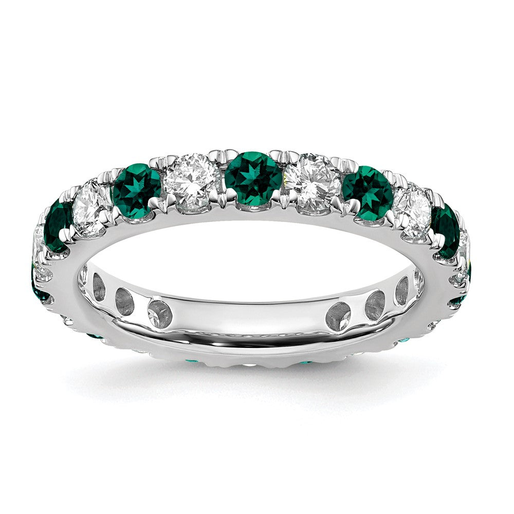 14K Weißgold Memoire-Ring mit 1,2 ct. Labor-Diamanten VS/SI+ G+ und Labor-Alexandriten