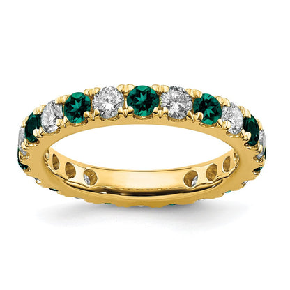 14K Gelbgold Memoire-Ring mit 1,2 ct. im Labor gezüchteten Diamanten VS/SI+ G+ und im Labor gezüchteten Alexandriten