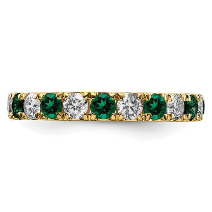 14K Gelbgold Memoire-Ring mit 0,75 ct. Laborgezüchteten Diamanten VS/SI+ G+ und Laborgezüchteten Smaragden