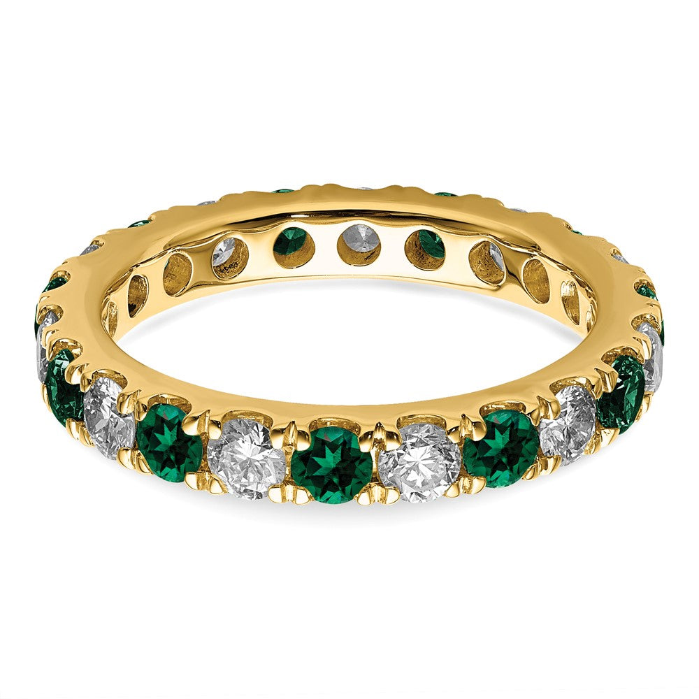 14K Gelbgold Memoire-Ring mit 1,2 ct. im Labor gezüchteten Diamanten VS/SI+ G+ und im Labor gezüchteten Smaragden
