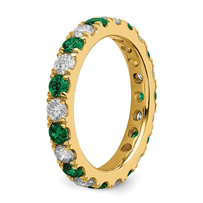 14K Gelbgold Memoire-Ring mit 1,2 ct. im Labor gezüchteten Diamanten VS/SI+ G+ und im Labor gezüchteten Smaragden