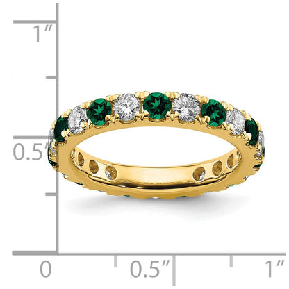 14K Gelbgold Memoire-Ring mit 1 ct. im Labor gezüchteten Diamanten VS/SI+ G+ und im Labor gezüchteten Smaragden