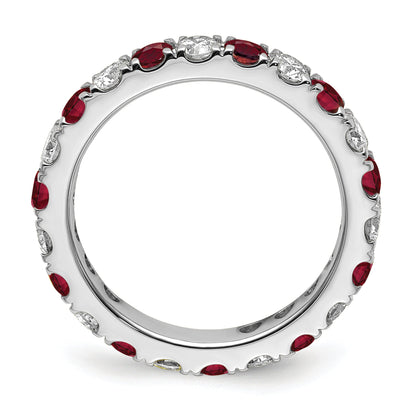 14K Weißgold Memoire-Ring mit 1 ct. Labordiamanten VS/SI+ G+ und Laborrubinen