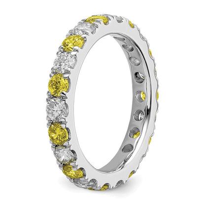 14K Weißgold Memoire-Ring mit 1 ct. im Labor gezüchteten Diamanten VS/SI+ G+ und im Labor gezüchteten Rubinen