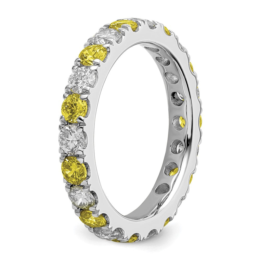 14K Weißgold Memoire-Ring mit 1,2 ct. laborgezüchteten Diamanten VS/SI+ G+ und laborgezüchteten Rubinen