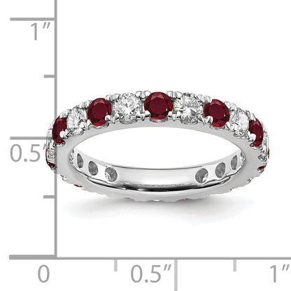 14K Weißgold Memoire-Ring mit 1 ct. Labordiamanten VS/SI+ G+ und Laborrubinen