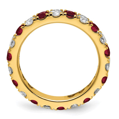 14K Gelbgold Memoire-Ring mit 1,2 ct. im Labor gewachsenen Diamanten VS/SI+ G+ und im Labor gezüchteten Rubinen