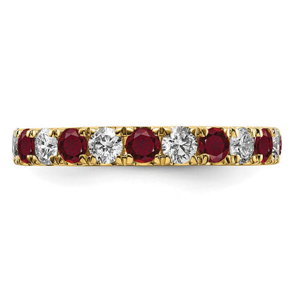 14K Gelbgold Memoire-Ring mit 1,2 ct. im Labor gezüchteten Diamanten VS/SI+ G+ und im Labor gezüchteten Rubinen