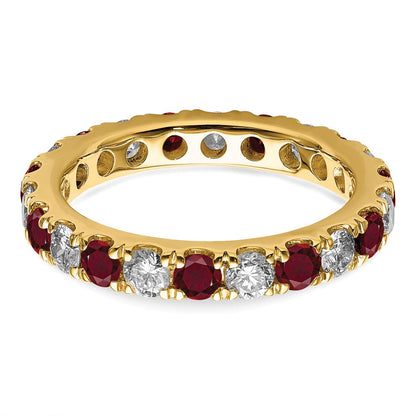 14K Gelbgold Memoire-Ring mit 1,2 ct. im Labor gezüchteten Diamanten VS/SI+ G+ und im Labor gezüchteten Rubinen