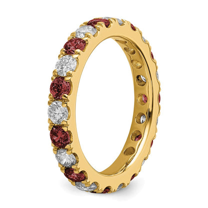 14K Gelbgold Memoire-Ring mit 1,2 ct. im Labor gewachsenen Diamanten VS/SI+ G+ und im Labor gezüchteten Rubinen