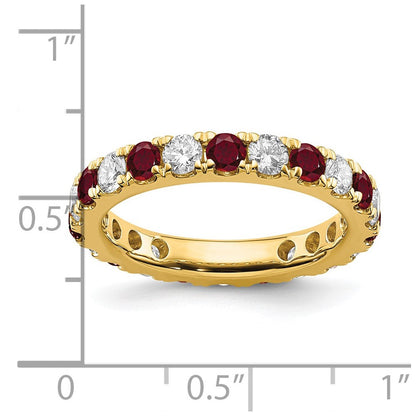 14K Gelbgold Memoire-Ring mit 1 ct. laborgezüchteten Diamanten VS/SI+ G+ und laborgezüchteten Rubinen