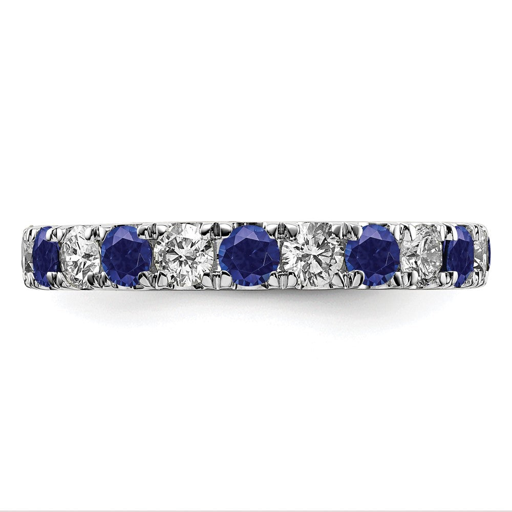14K Weißgold Memoire Ring mit 1,2 ct. Laborgezüchteten Diamanten VS/SI+ G+ und Laborgezüchteten Blauen Saphiren