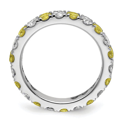 14K Weißgold Memoire-Ring mit 1,2 ct. Laborgezüchteten Diamanten VS/SI+ G+ und Laborgezüchteten Gelben Saphiren