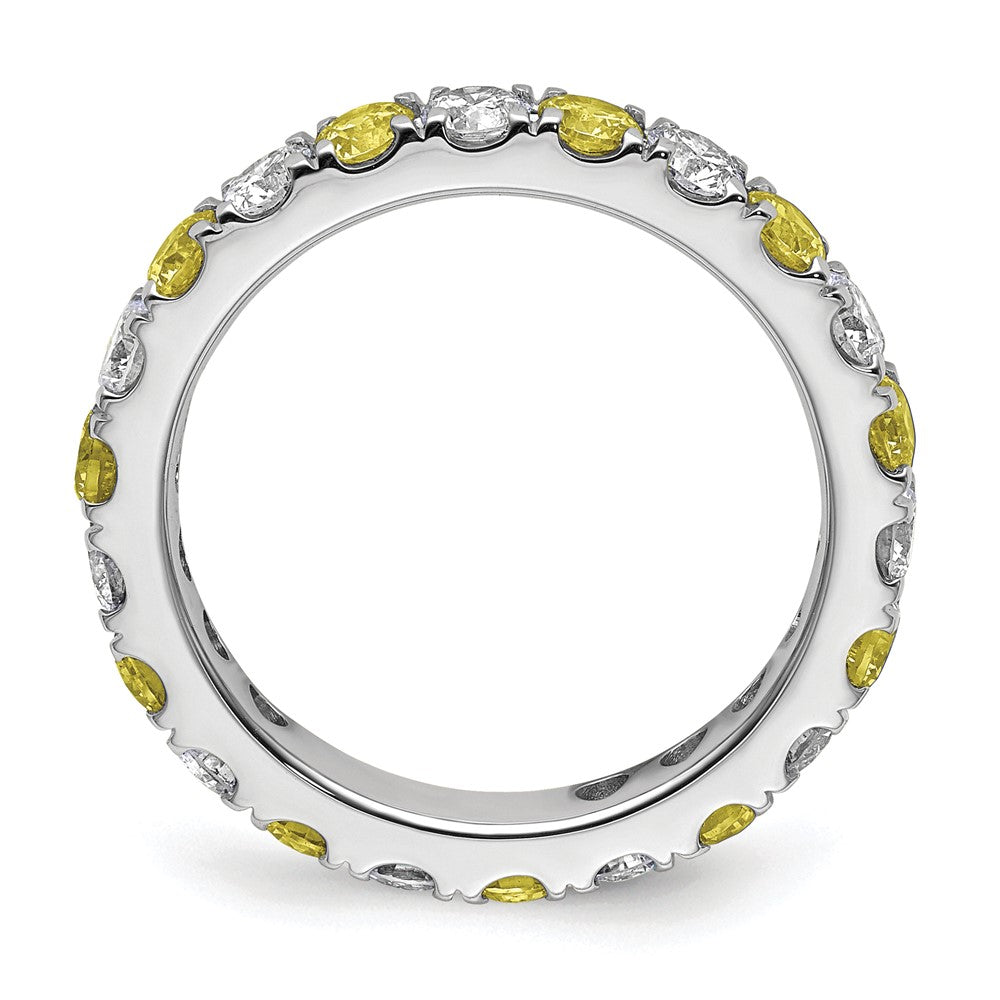 14K Weißgold Memoire-Ring mit 1,2 ct. im Labor gezüchteten Diamanten VS/SI+ G+ und im Labor gezüchteten gelben Saphiren